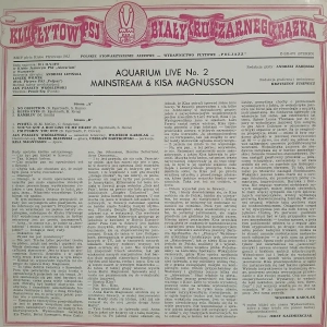 Mainstream, Jan Ptaszyn Wróblewski, Karlak, Blizński, Bartkowski & Kisa Magnusson – Aquarium Live No. 2 LP Poljazz płyta winylowa polish jazz