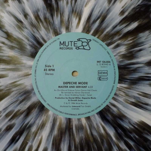 Depeche Mode - Master And Servant (An ON-USound Science Fiction Dance Hall Classic),  12" 45rpm 1984, Germany, Mute, splatter vinyl
