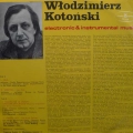 Włodzimierz Kotoński, Electronic and instrumental music, LP 1974 PL, Polskie Nagrania Muza,  płyta winylowa