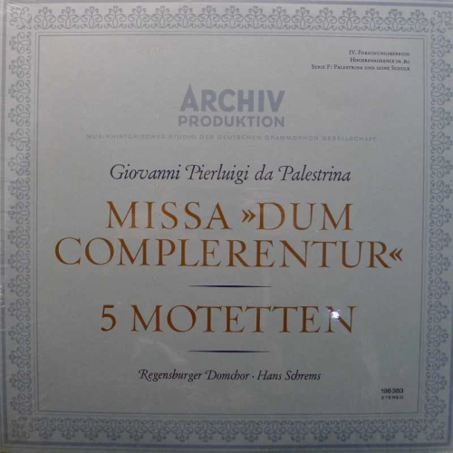 Giovanni Pierluigi da Palestrina, Missa "Dum Complerentur", LP  Germany, Archive Productions, płyta winylowa