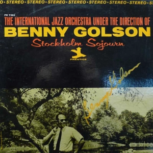The International Jazz Orchestra under the Direction of Benny Golson, Stockholm Sojourn, LP US, Prestige, autograf, płyta winylowa