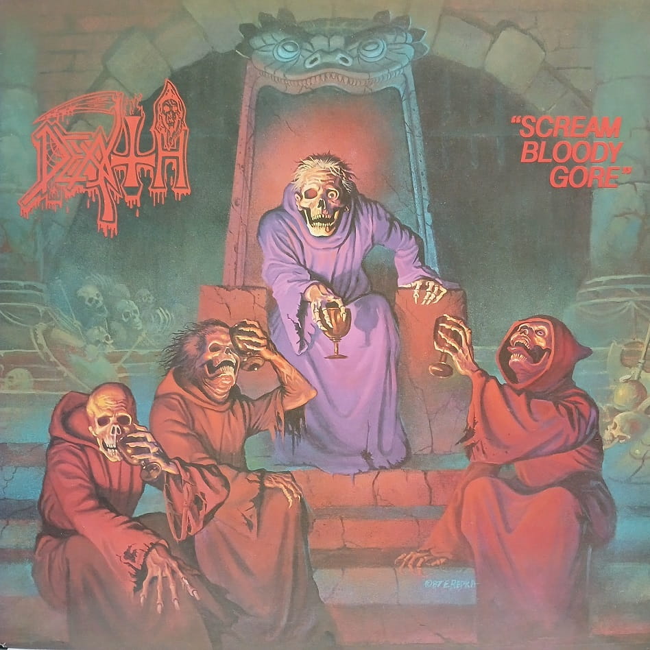 Death, Scream Bloody Gore LP USA 1987 insert metal