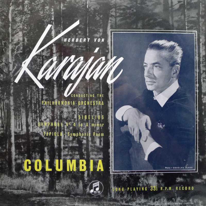 Sibelius - Symphony No 4, Tapiola, Herbert von Karajan, LP 1954 UK, Columbia Records, mono
