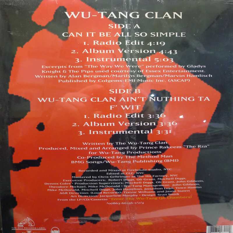 Wu-Tang Clan,  Can It Be All So Simple / Wu-Tang Clan Ain't Nuthing Ta F' Wit, 12" 33rpm 1994 US,  RCA, płyta winylowa
