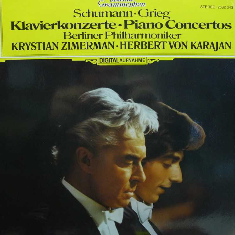 Robert Schumann, Edvard Grieg, Piano Concertos, Krystian Zimerman, Herbert von Karajan, LP 1982 Germany, Deutsche Grammophon, płyta winylowa 