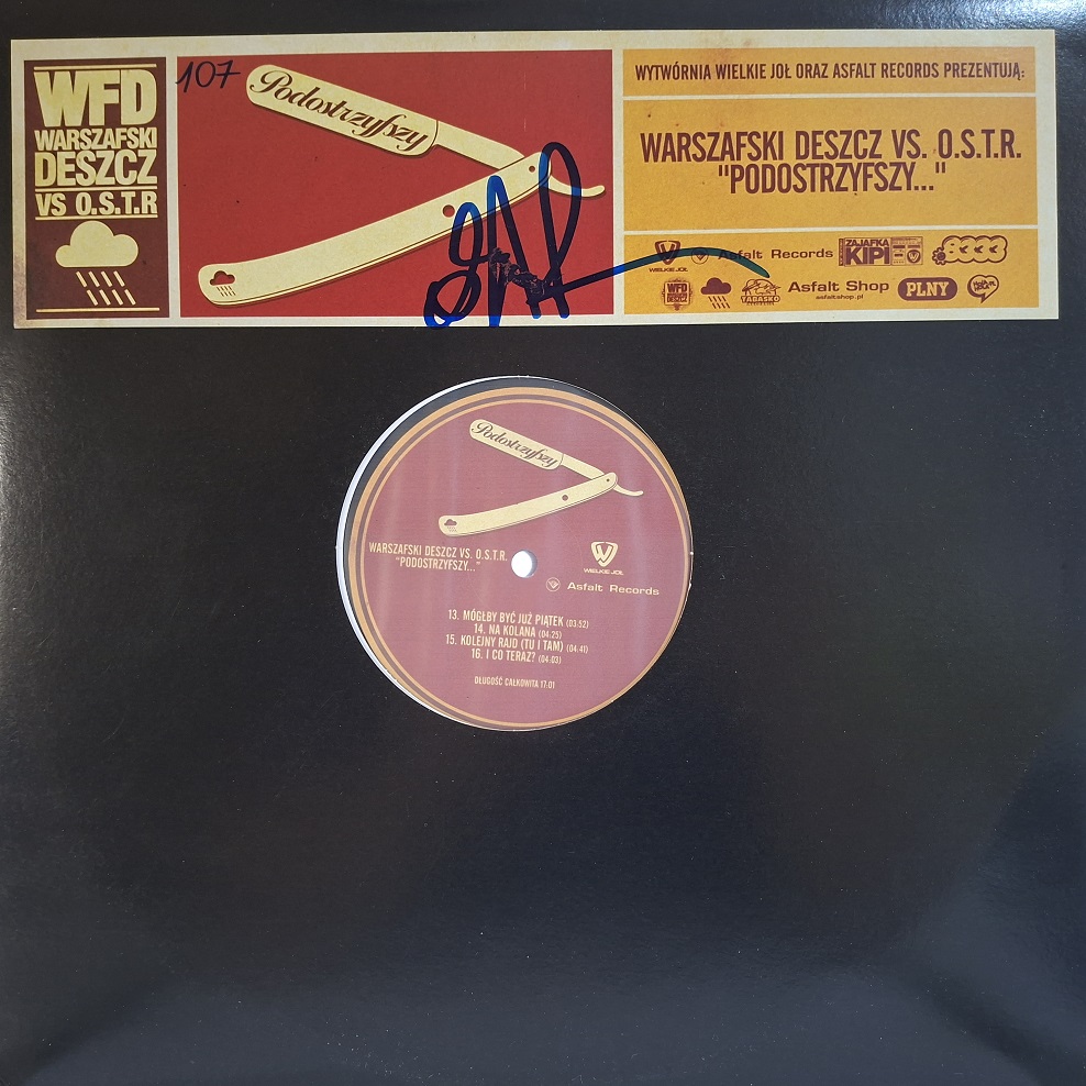 Warszafski Deszcz vs O.S.T.R. – Podostrzyfszy... 2LP 2009 Tede Trzycha Numer Raz, autograf